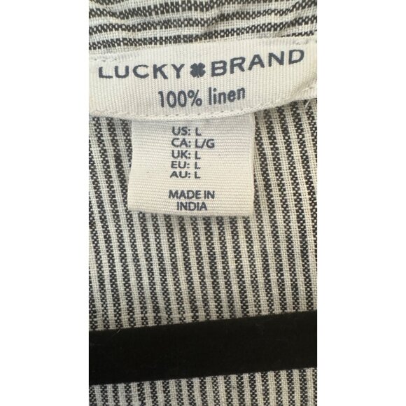 Lucky Brand Size Large Lightweight Striped 100% Linen Sleeveless V-Neck - Picture 3 of 12